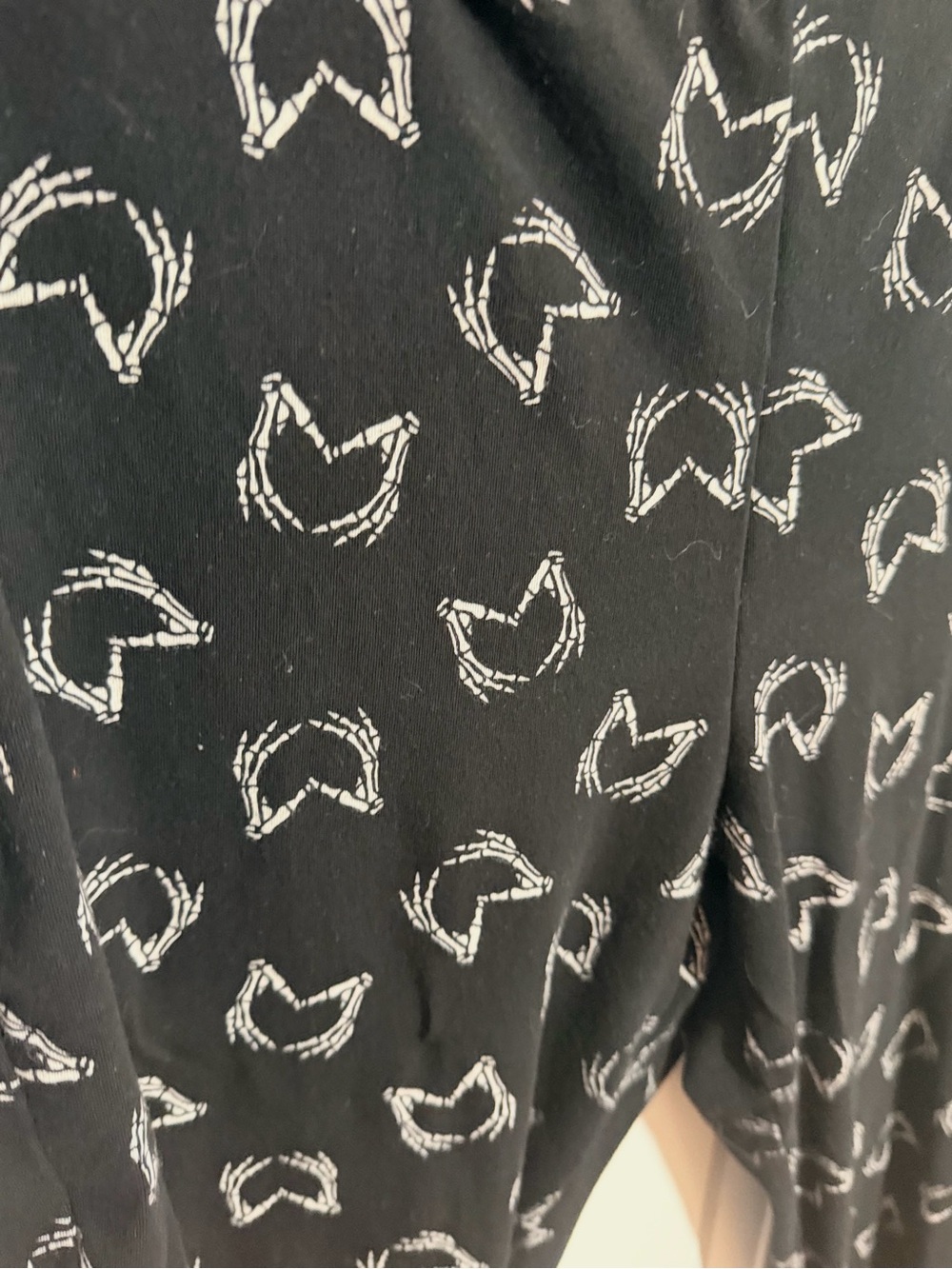 Kids Black Printed Bottoms - Skeleton Paw Pattern